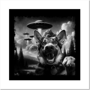 Whisker Wonders German Shepherd UFO, Tee Talk Triumph for Dog Lovers Posters and Art